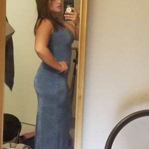 Jessica McClintock blue sparkly dress